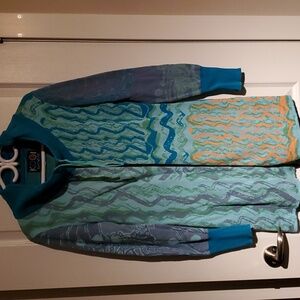 3/4 length sweater. kooi knitwear, xl multicolor sweater with a two way zipper